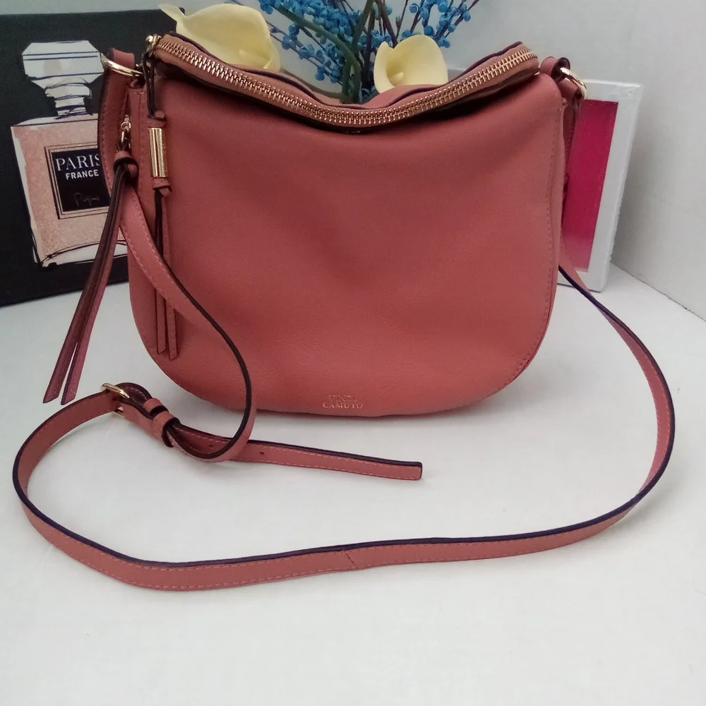 Vince Camuto Bag Women's Crossbody Purse Kenzys Leather, Salmon Sushi Pink
